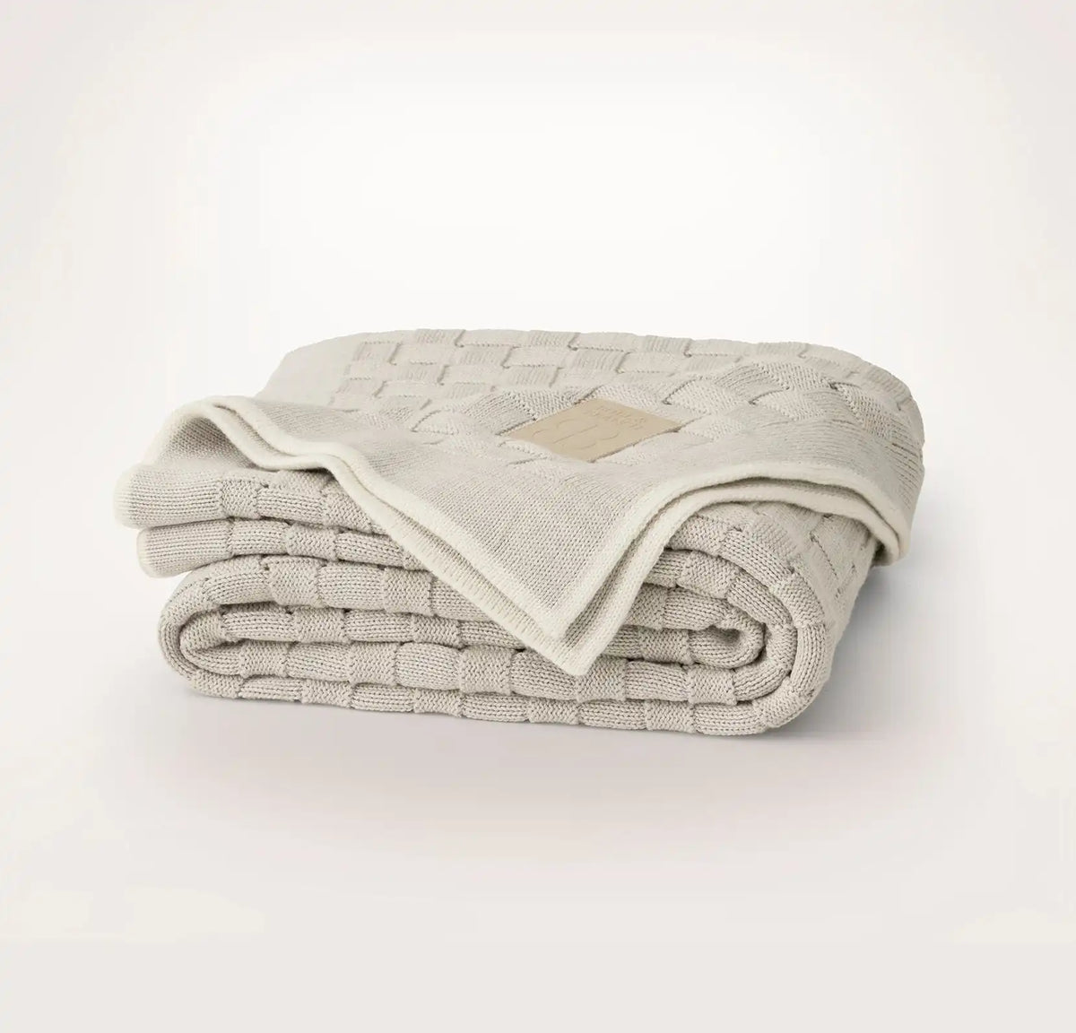 Basketweave Knit Throw Blanket Heathered Pewter/Cream