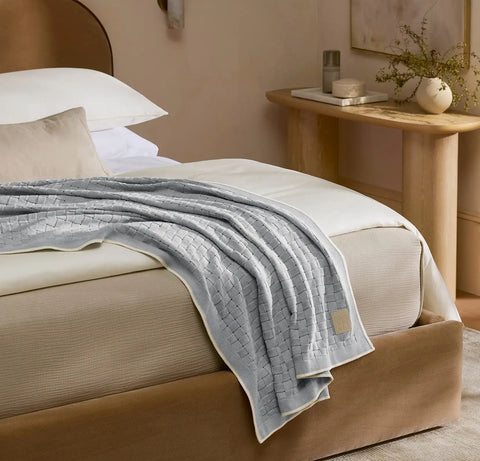 Basketweave Knit Throw Blanket Shore/Sand