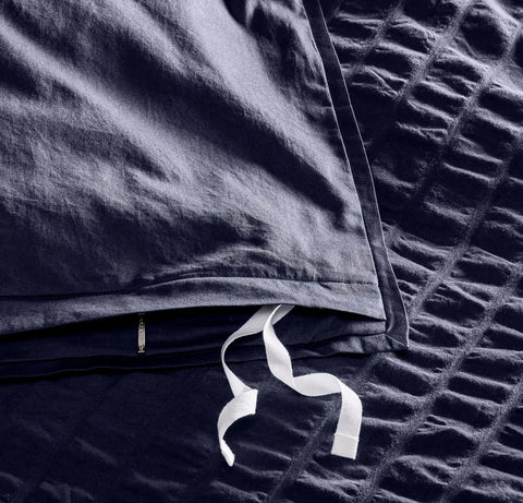 Relaxed Seersucker Duvet Set Coastal Navy