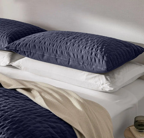 Relaxed Seersucker Duvet Set Coastal Navy