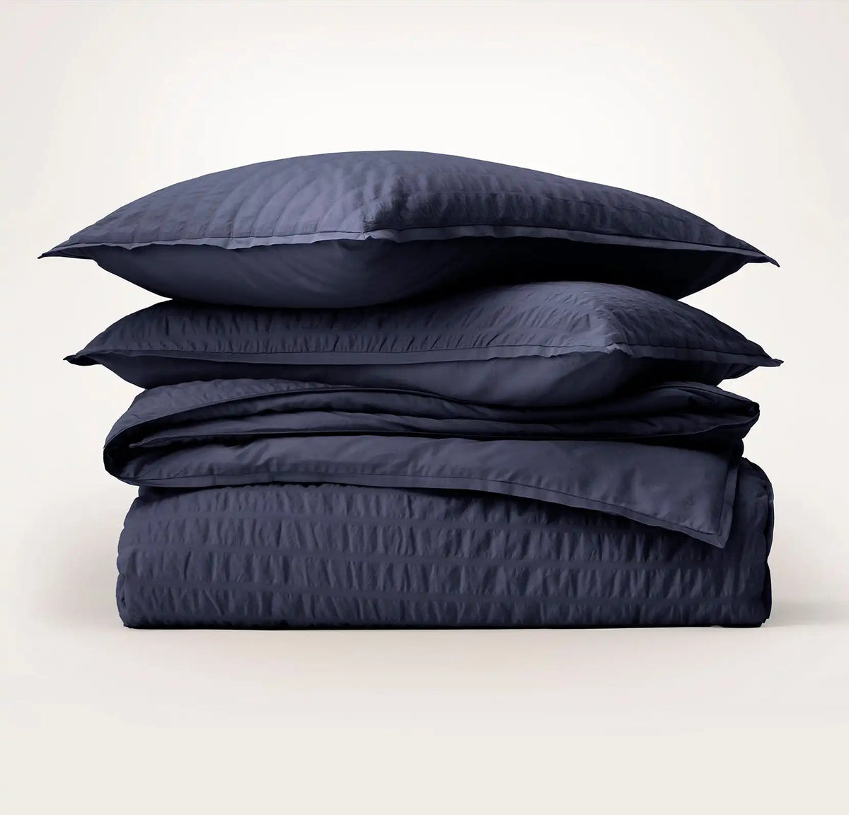 Relaxed Seersucker Duvet Set Coastal Navy