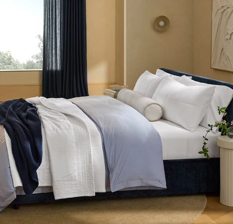 Waffle Bed Blanket Coastal Navy