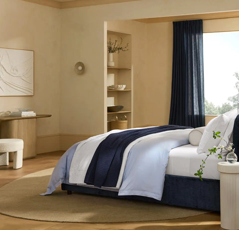 Waffle Bed Blanket Coastal Navy