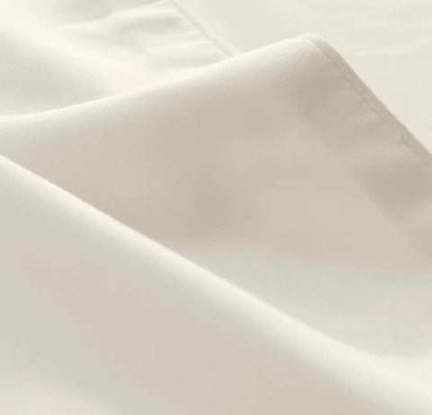 Percale Embellished Sheet Set Cream/Cream Piped Edge