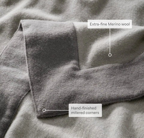 Fine Merino Wool Bed Blanket Pewter