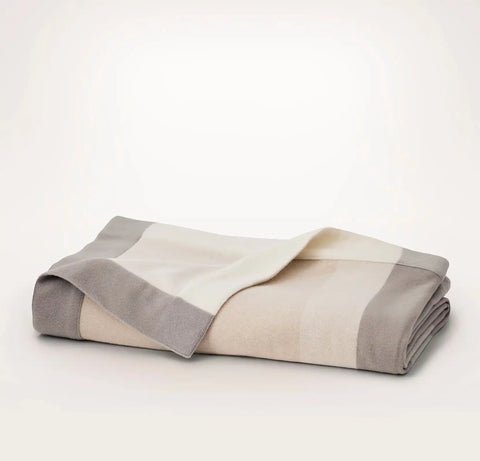 Fine Merino Wool Bed Blanket Cream/Pewter/Oak Trielle