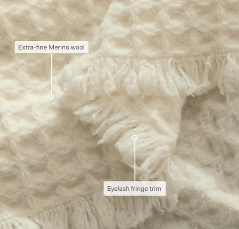 Heirloom Waffle Merino Bed Blanket Cream