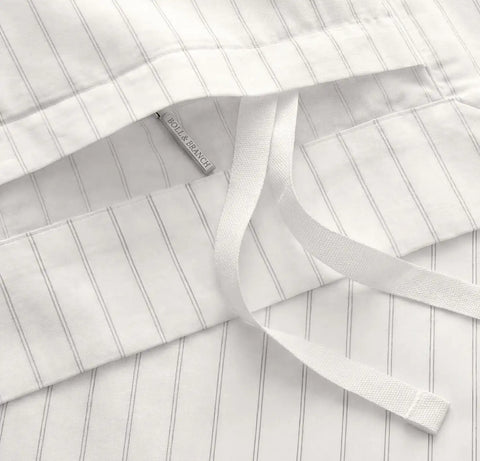Percale Hemmed Duvet Set White/Pewter Simple Stripe