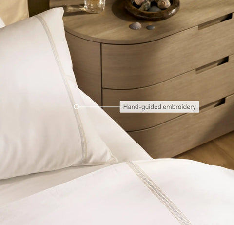 Signature Embellished Duvet Set Coastal Navy/White Sail Stitch