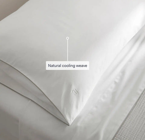 Percale Embellished Pillowcase Set Cream/Cream Piped Edge