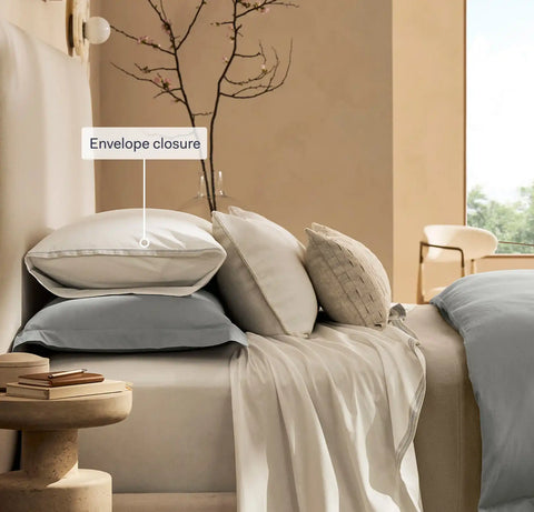 Percale Embellished Pillowcase Set Coastal Navy/White Sail Stitch