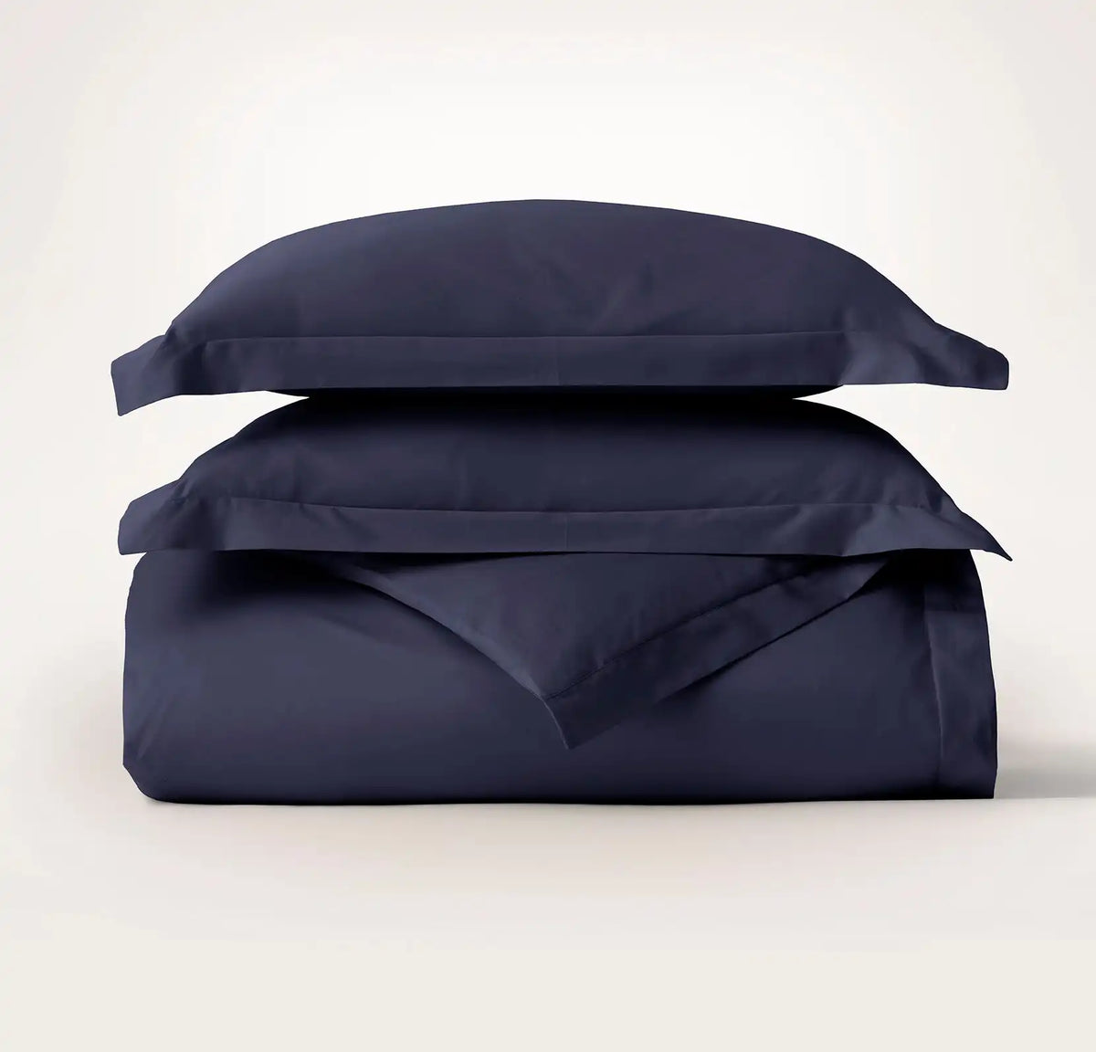Percale Hemmed Duvet Set Coastal Navy