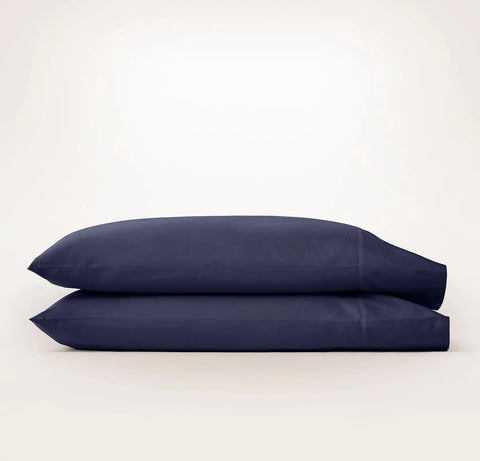 Percale Hemmed Pillowcase Set Coastal Navy