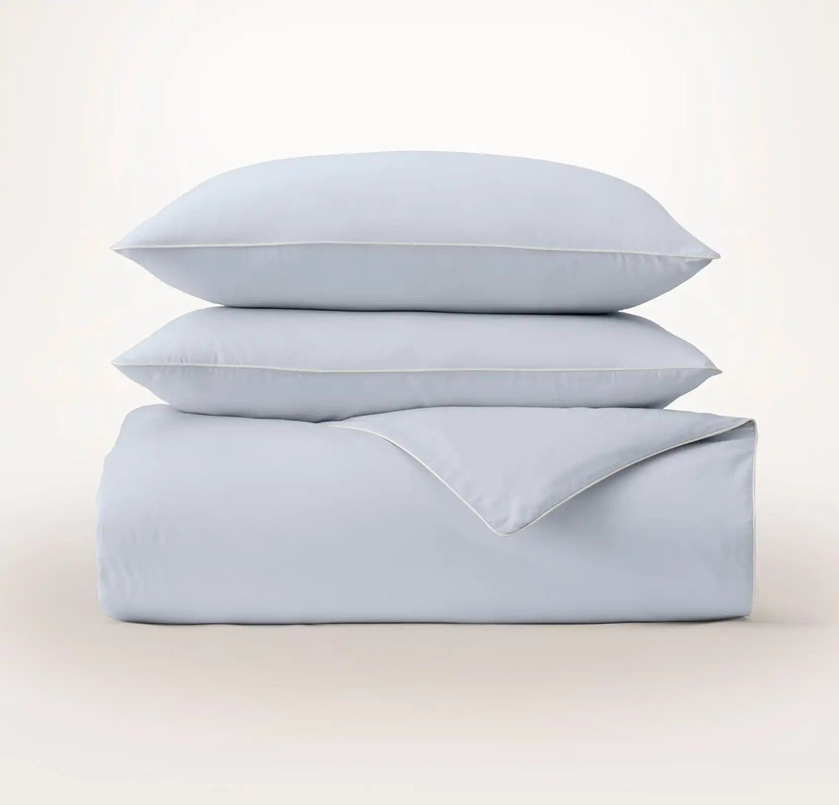 Percale Embellished Duvet Set Hydrangea/White Piped Edge
