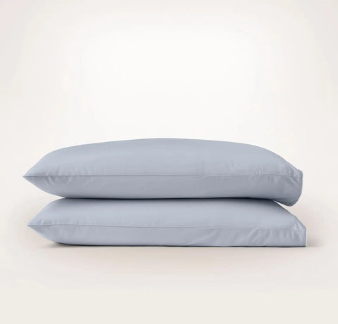Percale Embellished Pillowcase Set Hydrangea/White Piped Edge