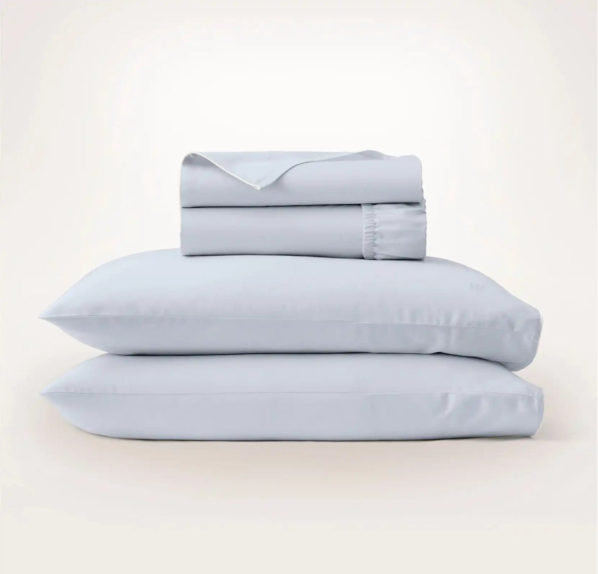Percale Embellished Sheet Set Hydrangea/White Piped Edge