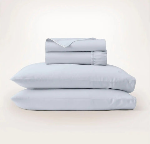 Percale Embellished Sheet Set Hydrangea/White Piped Edge