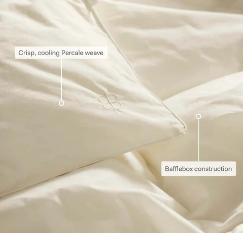 Percale Quilted Down Comforter Cream