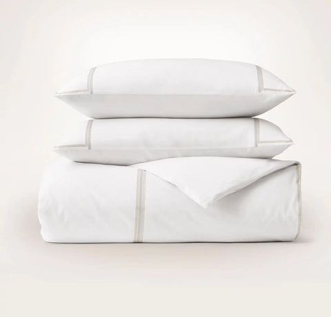 Percale Embellished Duvet Set White/Shore/Sand Sail Stitch