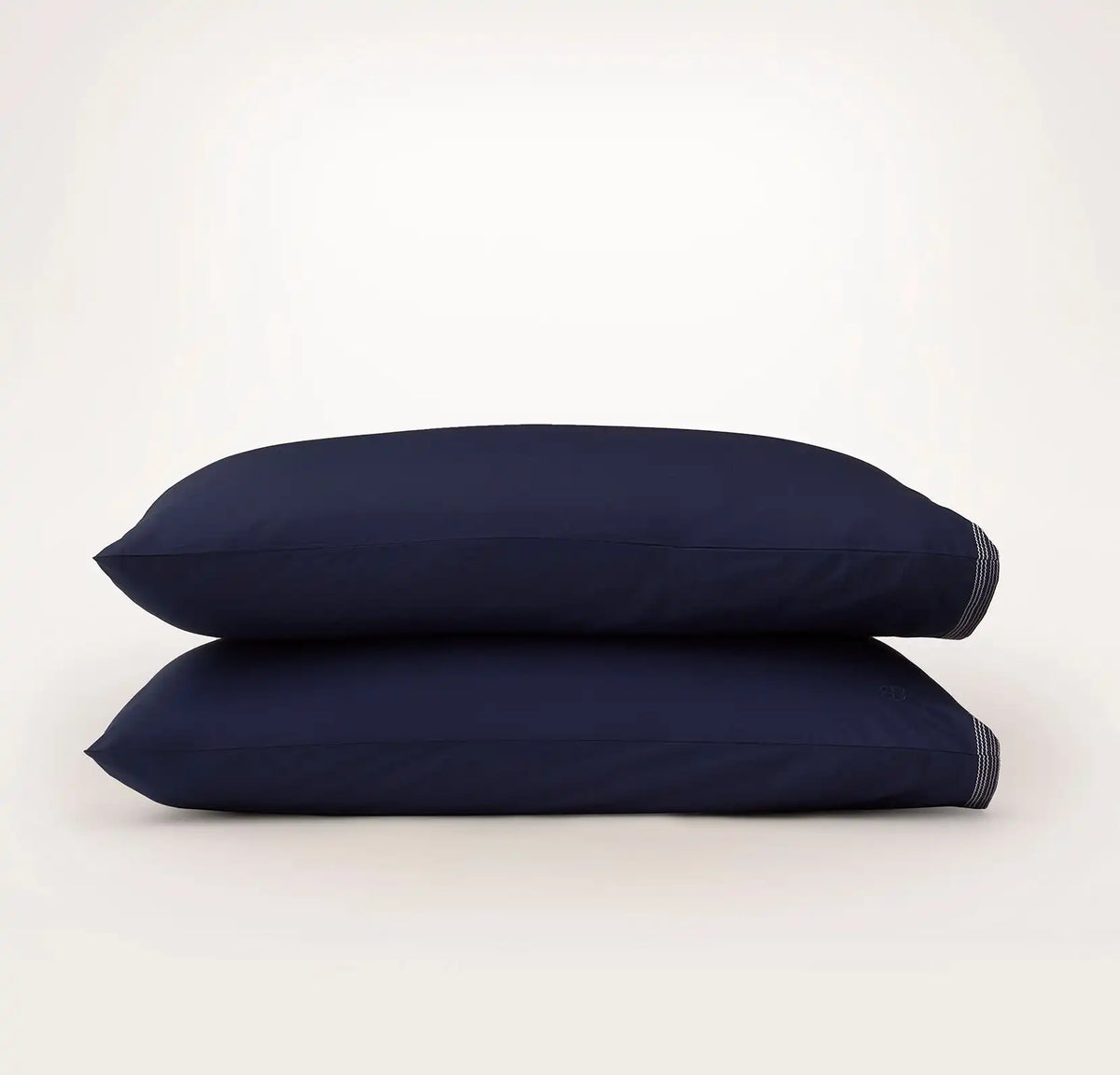 Percale Embellished Pillowcase Set Coastal Navy/White Sail Stitch