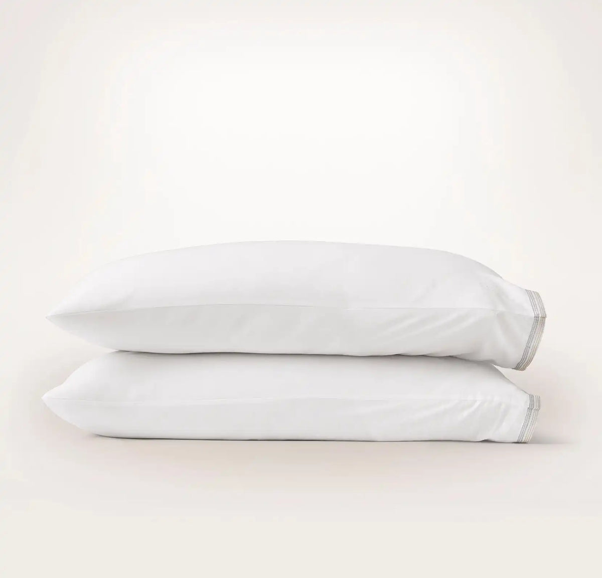 Percale Embellished Pillowcase Set White/Shore/Sand Sail Stitch