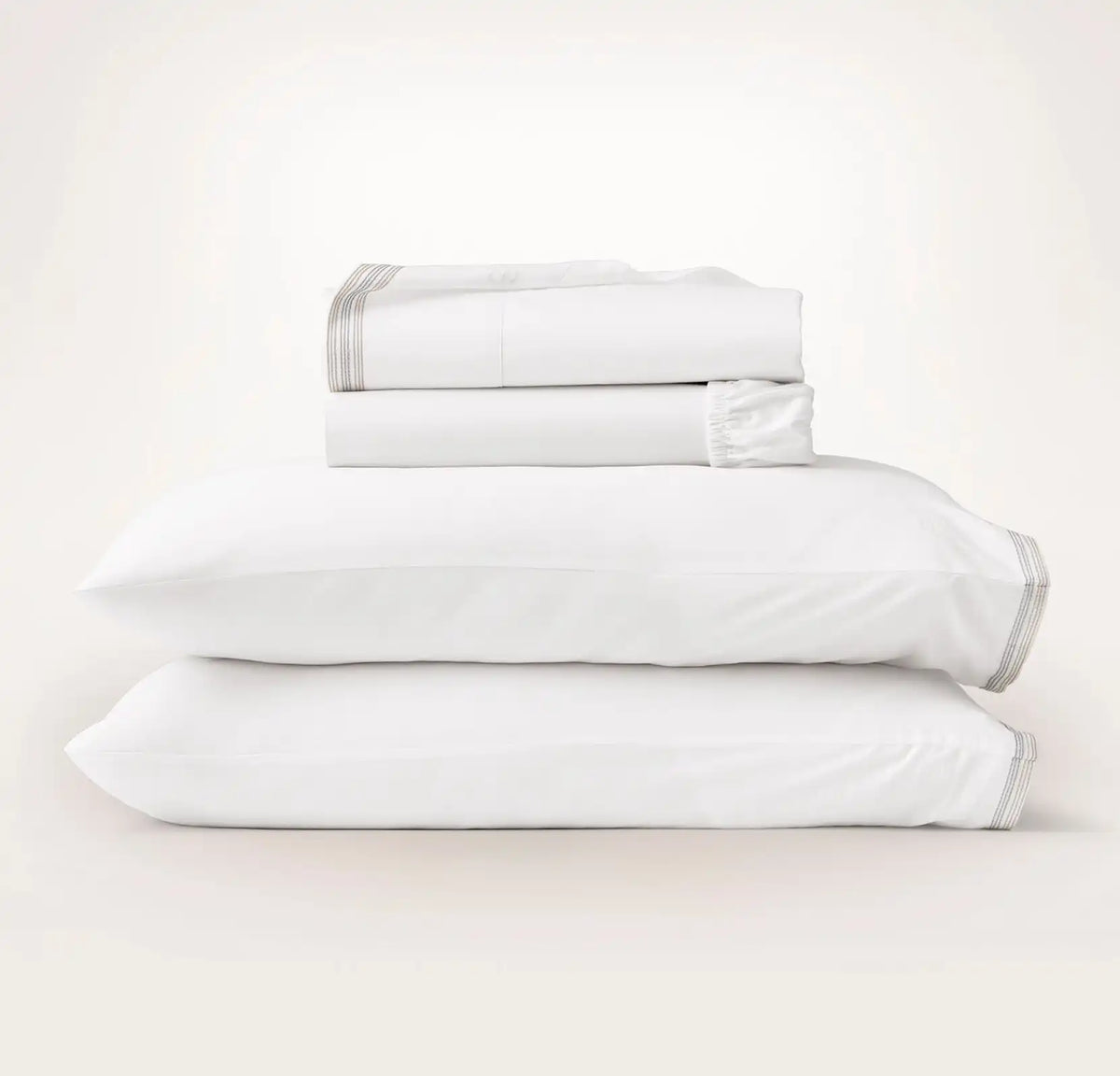 Percale Embellished Sheet Set White/Shore/Sand Sail Stitch