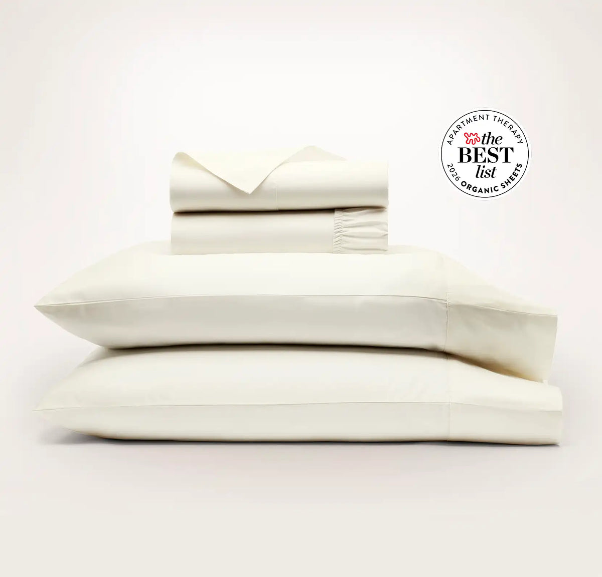 Percale Hemmed Sheet Set Cream