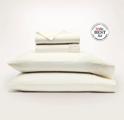 Percale Hemmed Sheet Set Cream