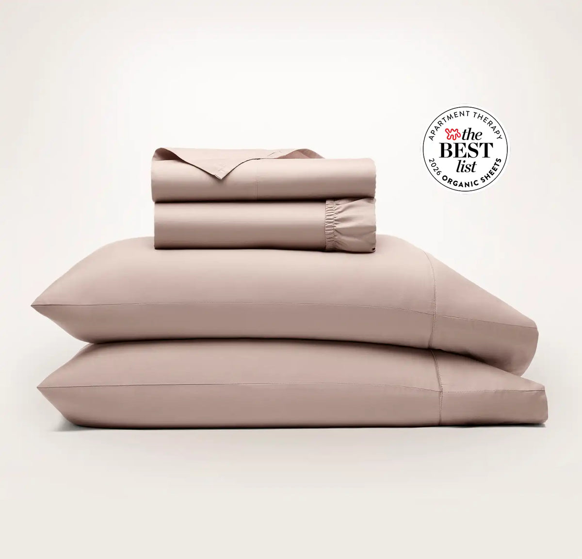 Percale Hemmed Sheet Set Dusty Rose