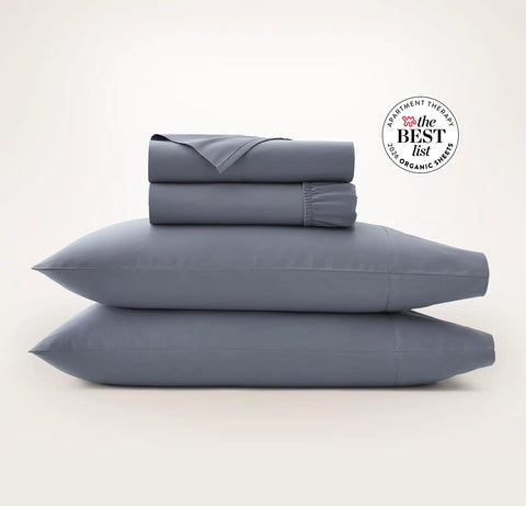 Percale Hemmed Sheet Set Mineral