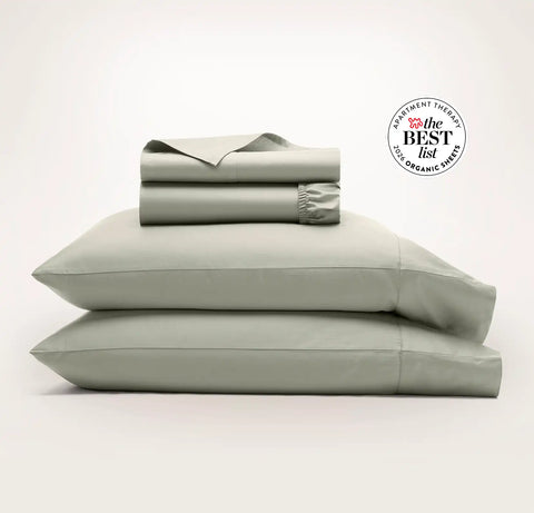Percale Hemmed Sheet Set Sageleaf