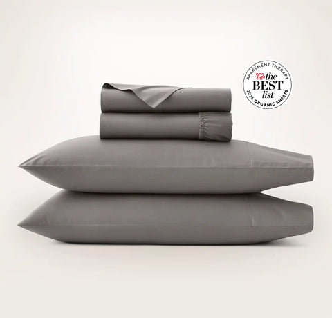 Percale Hemmed Sheet Set Stone