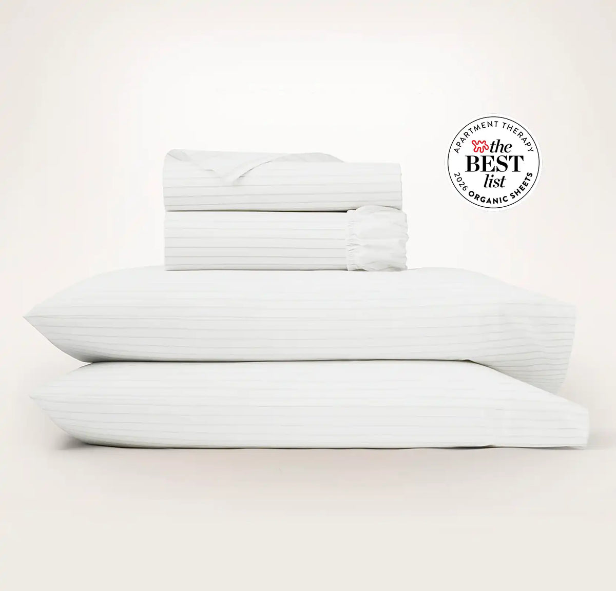 Percale Hemmed Sheet Set White/Oak Simple Stripe