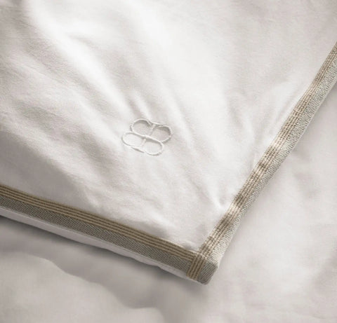 Percale Embellished Duvet Set White/Pewter/Oak Trielle
