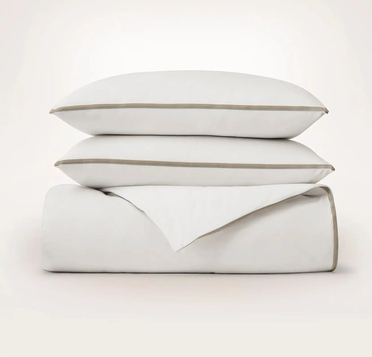 Percale Embellished Duvet Set White/Pewter/Oak Trielle