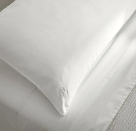 Percale Embellished Duvet Set White/White Piped Edge