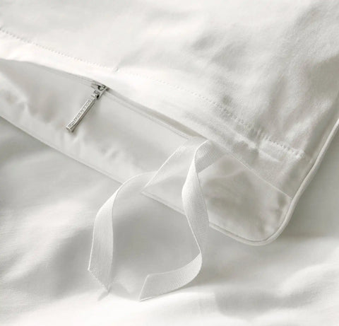 Percale Embellished Duvet Set White/White Piped Edge