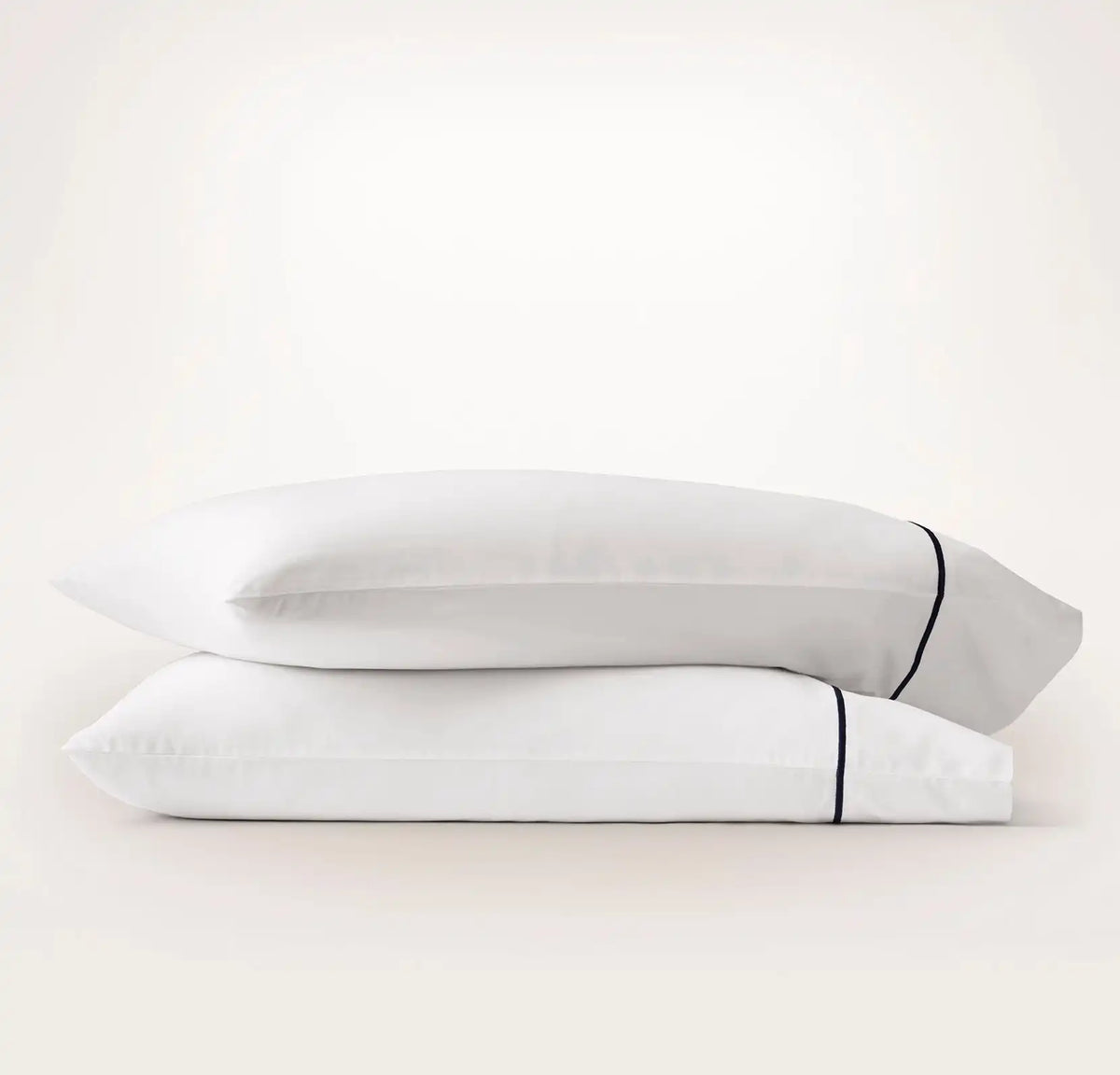 Signature Embellished Pillowcase Set White/Coastal Navy Embroidered