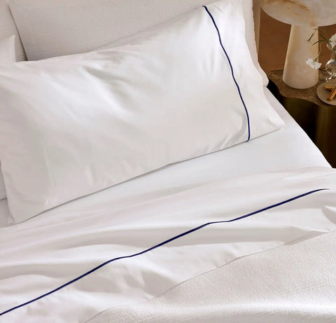 Signature Embellished Duvet Set White/Coastal Navy Embroidered