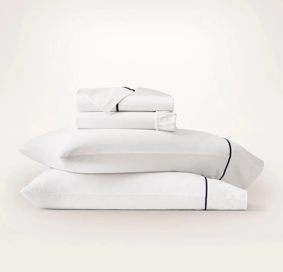 Signature Embellished Sheet Set White/Coastal Navy Embroidered