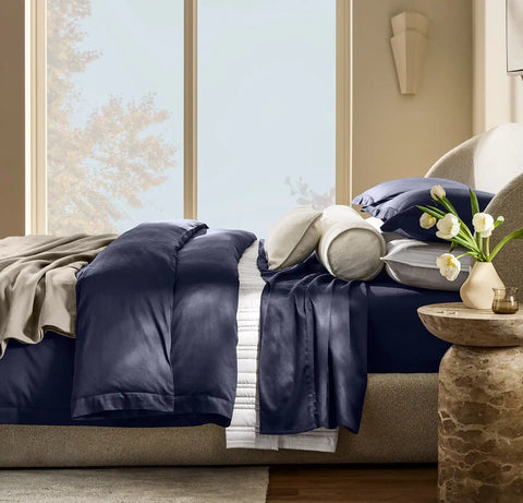 Signature Hemmed Duvet Set Coastal Navy