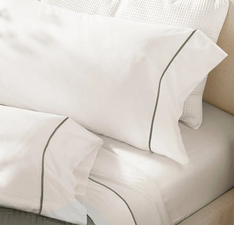 Signature Embellished Sheet Set White/Juniper Embroidered