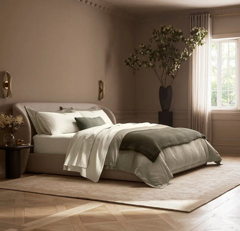 Signature Embellished Sheet Set Cream/Olivine Piped Edge