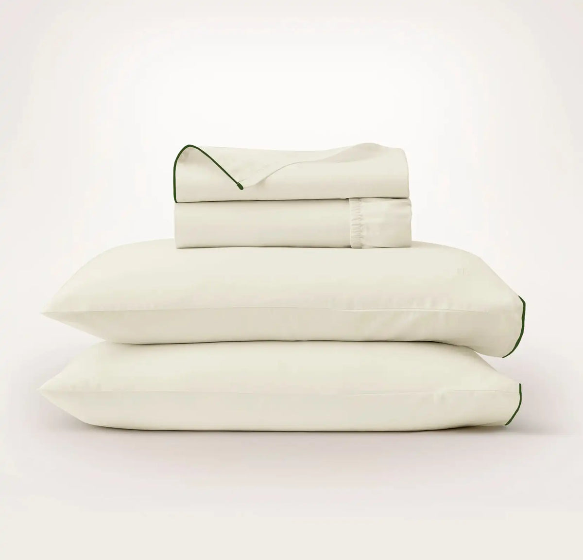 Signature Embellished Sheet Set Cream/Olivine Piped Edge