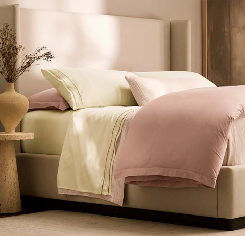 Signature Embellished Sheet Set Cream/Sand Ladder Stitch