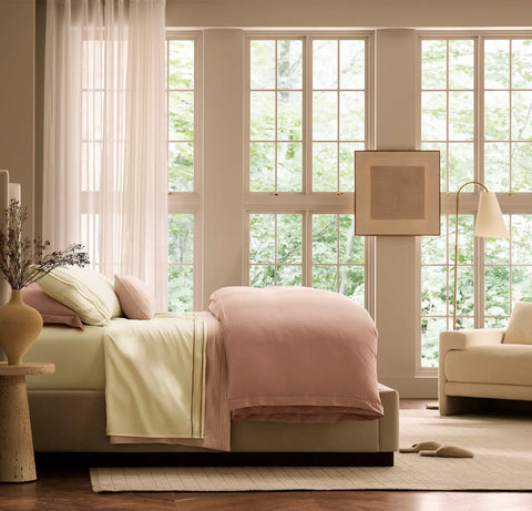 Signature Embellished Sheet Set Cream/Sand Ladder Stitch