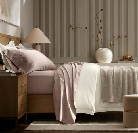 Percale Hemmed Fitted Sheet Dusty Rose