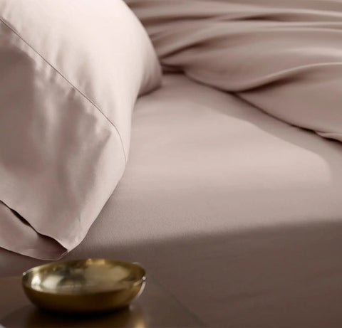 Percale Hemmed Fitted Sheet Dusty Rose