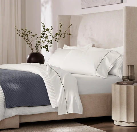 Signature Embellished Sheet Set White/Juniper Embroidered