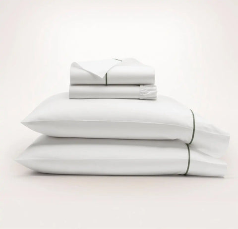 Signature Embellished Sheet Set White/Juniper Embroidered